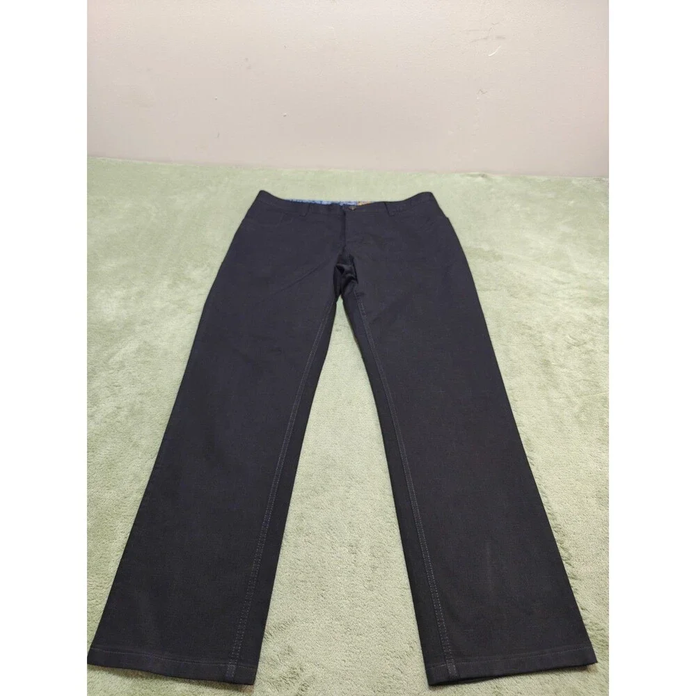 Enzo Mens Pants 38x29 Black Cotton Straight Leg 5 Pocket Trousers Paisley Trim